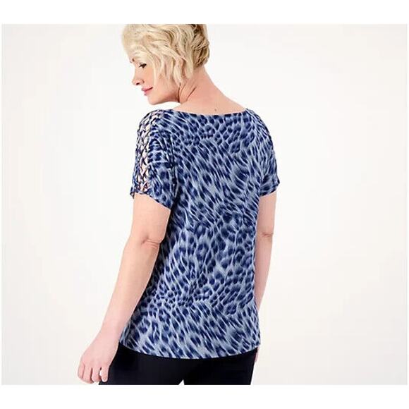 ATTITUDES BY RENEE NEW $60 Global Illusions Printed Tunic Rain Leopard XS - Picture 2 of 3